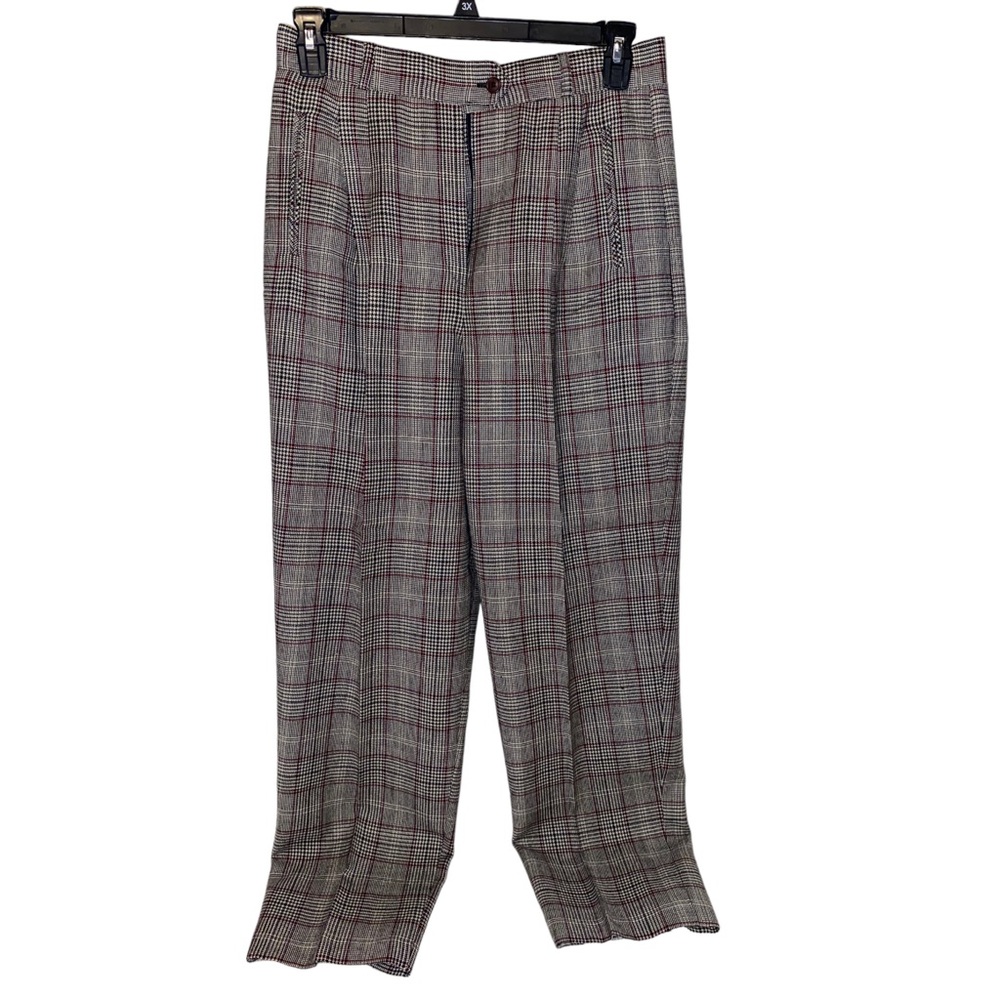 Union Square Womens Dress Pants Size‎ 14 Houndstooth Plaid Pockets Pleated Front